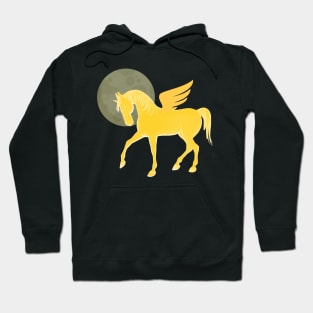 Golden Unicorn, Beautiful Unicorn, Wings, Moon, Pegasus Hoodie